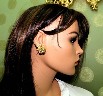 Modern Flaming Fused Stick 3D Handmade Clip On Earrings 18 Karat *v