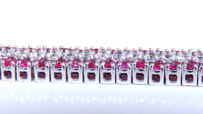 Three row natural ruby diamonds bracelet 14kt gold 12470 *v