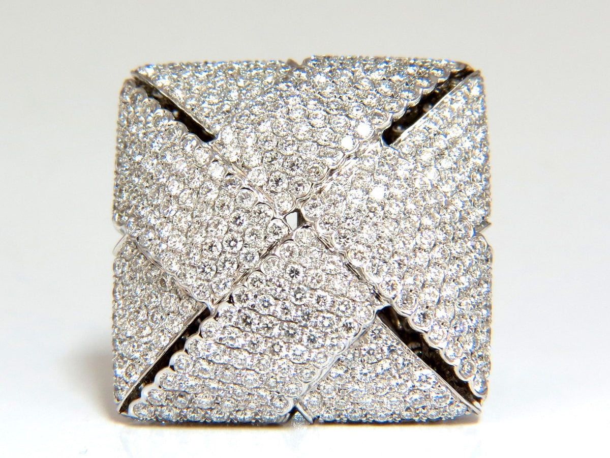 7.15ct 3D Unisex Cross weave Dome Natural Diamond Ring 18kt gold *v