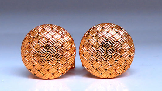 Cross Hatch Deco Round Raised Dome Button Cufflinks 14kt gold 12366 *v