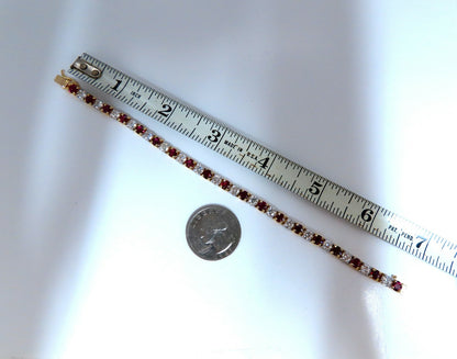 11.83ct Vivid Red Natural Ruby Diamonds Tennis Bracelet 14kt Gold Two Toned *v