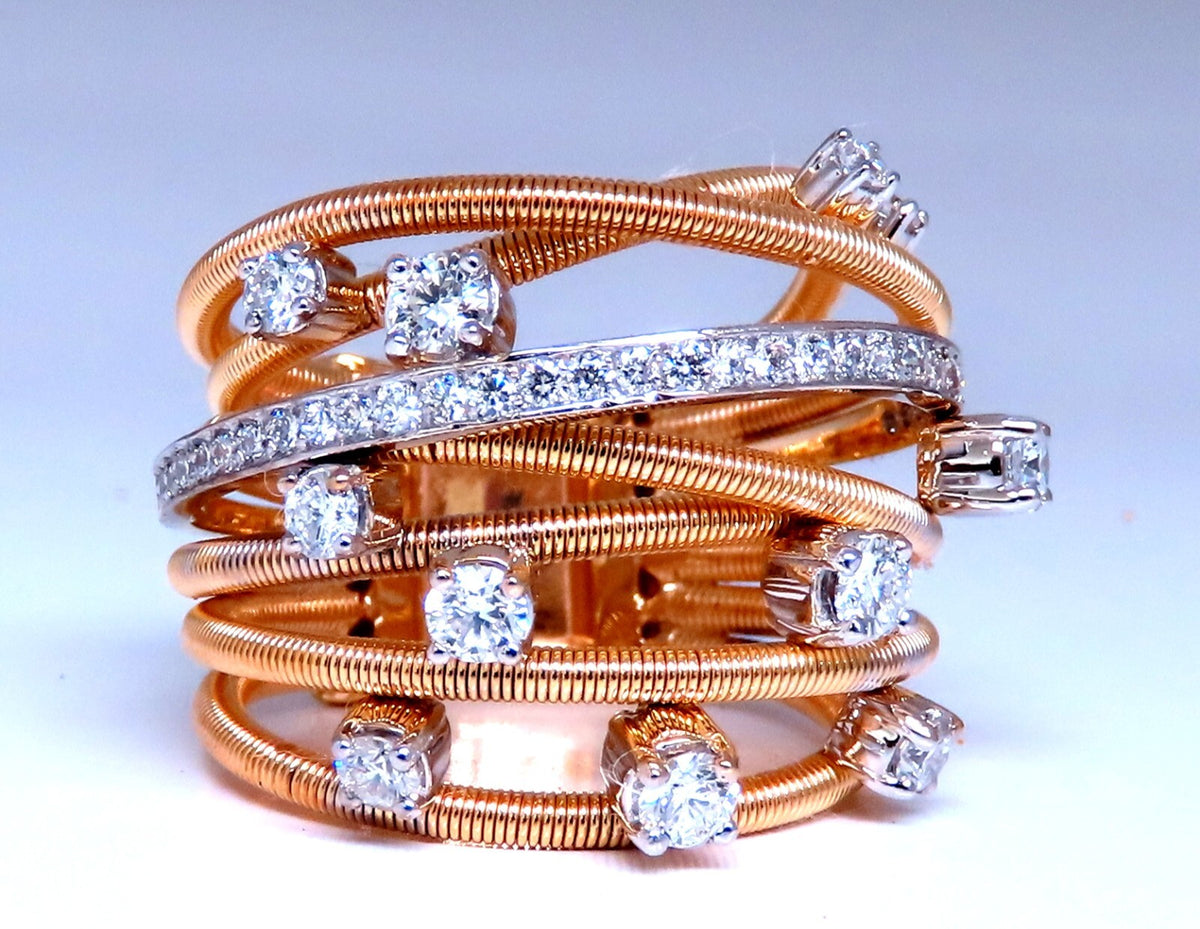 1.02ct Natural Diamonds On Coil Wire Wrap Ring 14kt Gold *v