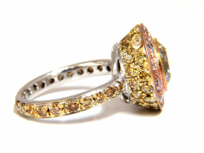 GIA certified 3.67ct Fancy Round Natural Diamond ring circular flush deck*v