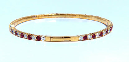 4.65ct vivid red natural ruby diamonds tennis Flexible Bangle bracelet 14kt *v