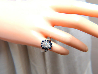 .70ct Natural Oval Diamond Sapphire Cluster Platinum Ring *v