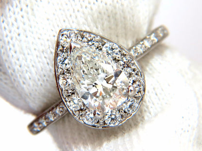 GIA Certified 1.15ct Pear Shape diamond ring 1.00ct. round accents platinum *v
