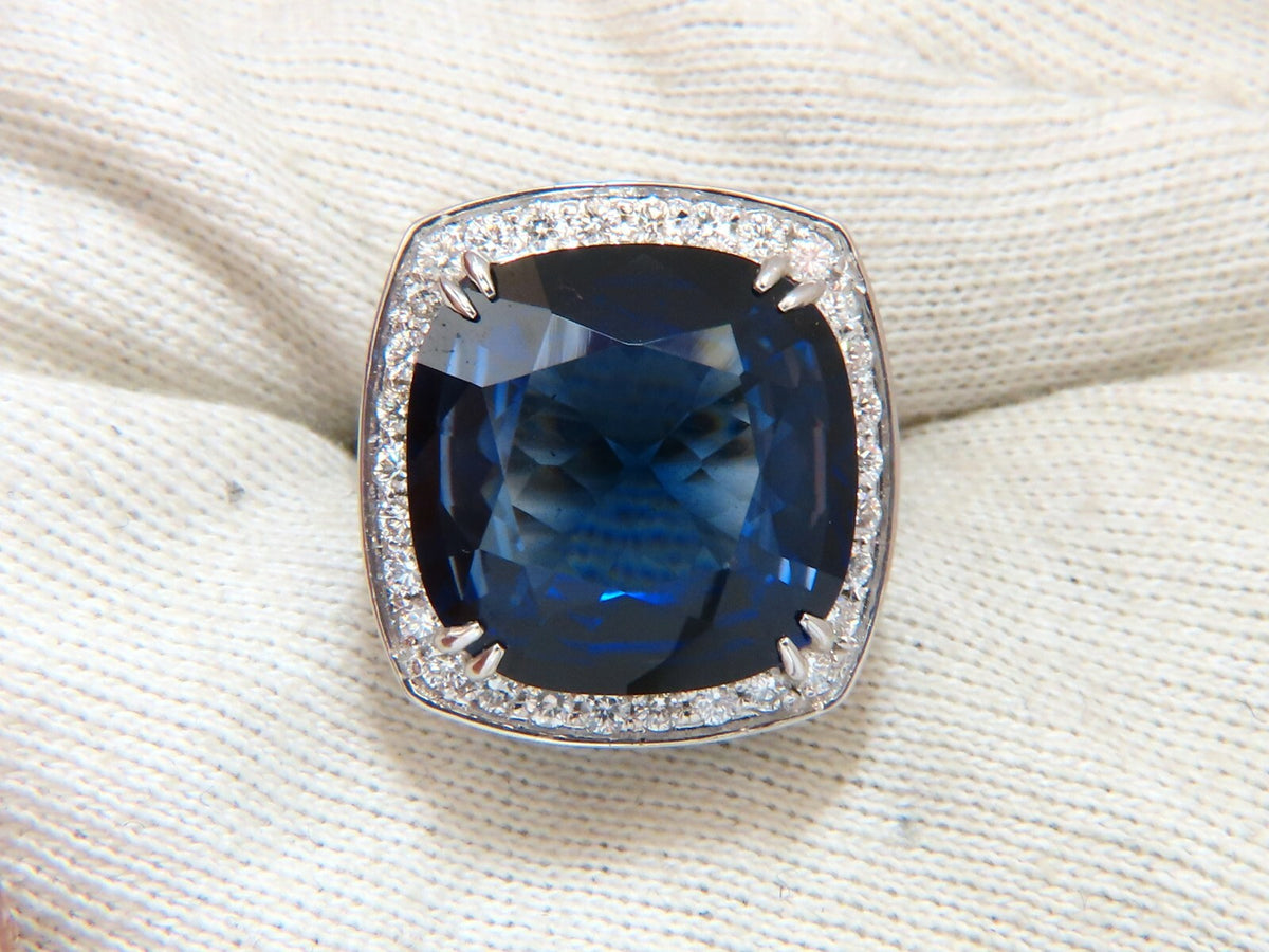 26ct Lab Sapphire diamonds Ring Vivid Royal blue 14 Karat *v
