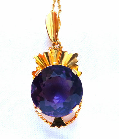 20ct Natural Round Amethyst Vintage Pendant 18kt *v