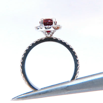 GIA Certified Thailand Ruby 1.71ct  Halo Diamond ring 18kt Vivid Red Prime*v