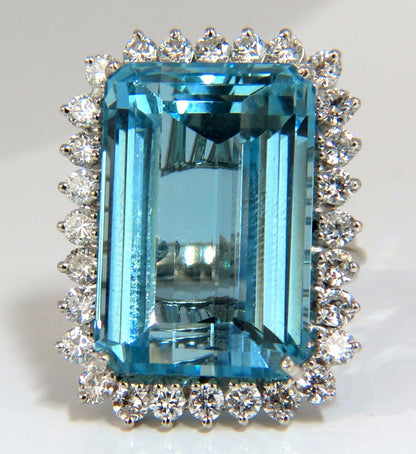 GIA Certified 33.85ct Natural Blue Aquamarine diamonds ring 14kt *v