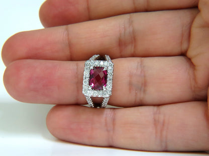 2.73CT NATURAL BRIGHT PINK TOURMALINE DIAMOND RING SPLIT SHANK 14KT *v