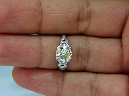 1.33ct vintage class old mine cut natural diamond engagement ring platinum *v
