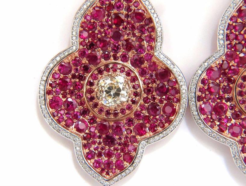 GIA Certified 35.27ct Natural Ruby Diamonds Dangle earrings 18kt 12353 *v