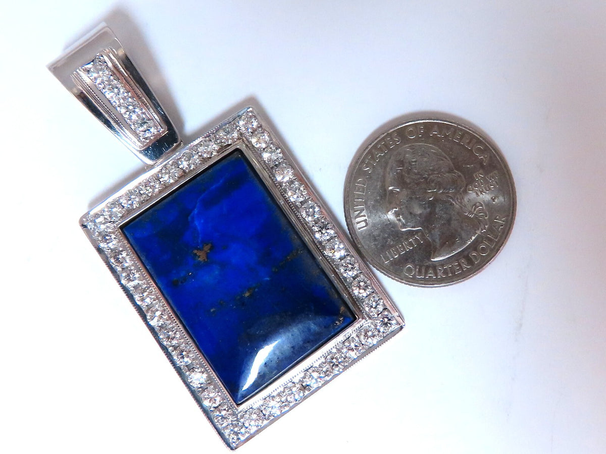 Natural Lapis Lazuli Diamonds Pendant 14kt *v