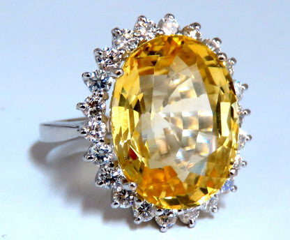20.17ct GIA Certified Natural No Heat Yellow Sapphire diamonds ring 18kt *V