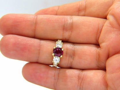 GIA Certified 2.12ct cushion cut vivid red ruby 1.06ct diamonds ring 18kt*v