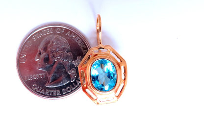 5.00ct Natural Blue Topaz Euro Wire Earrings 14kt Gold *v