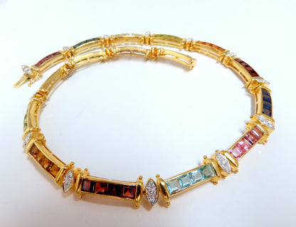 50ct Natural Garnet Tourmaline Aquamarine Citrine Diamond Necklace *v