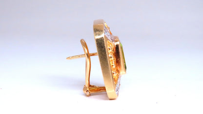 Square Domed Bead Spanish Revival Earrings 18kt 12507 *v