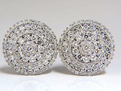 8.00ct Circular Domed Diamond Cocktail Cluster Clip Earrings 18kt 5 Row *v