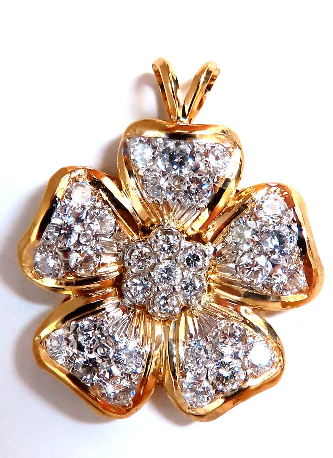 2ct Natural Diamonds Cluster Pendant Flower Motif 14kt Gold *v