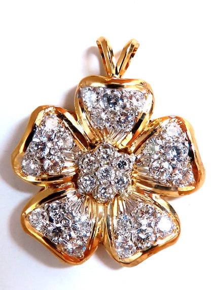 2ct Natural Diamonds Cluster Pendant Flower Motif 14kt Gold *v