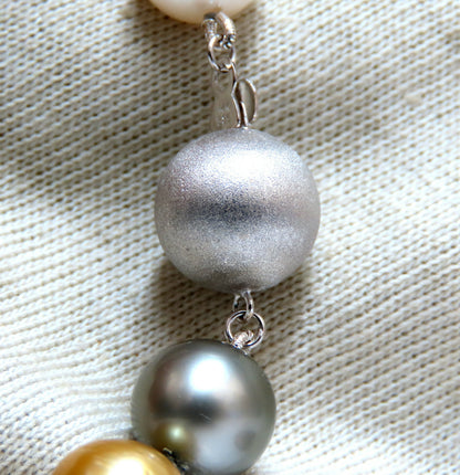 GIA certified Natural Peacock Tahitian Saltwater Pearls necklace 12.6m 14k *v