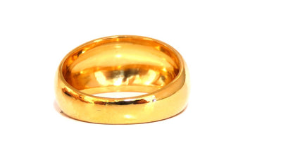 9mm Wide Classic 14kt Gold Band Semi Domed High Shine *v