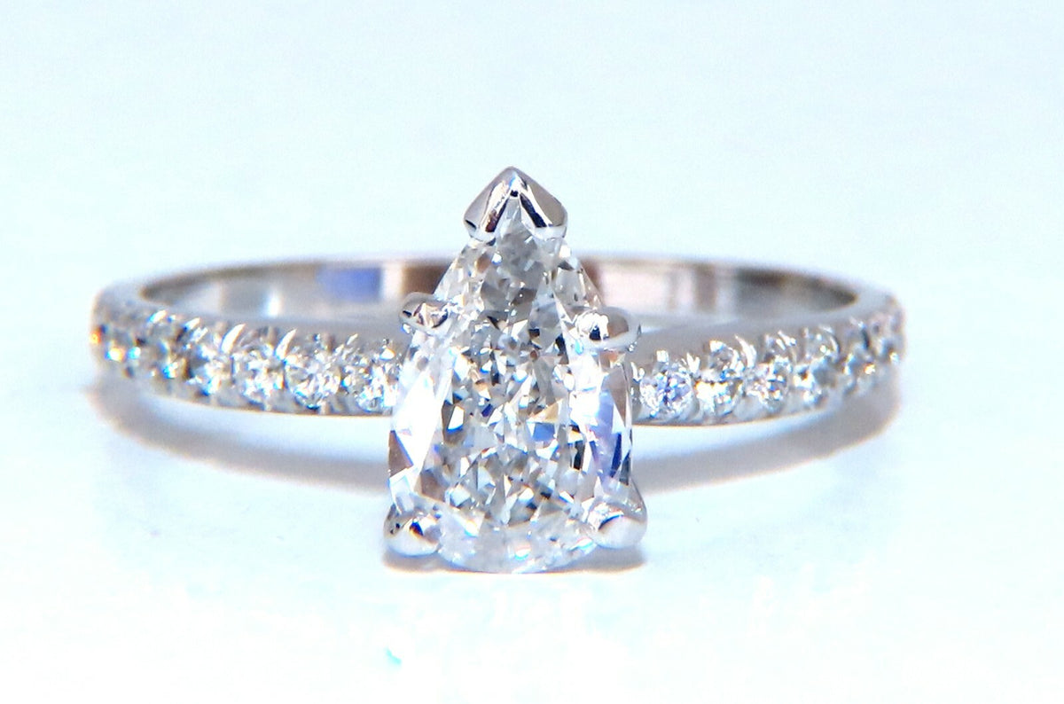 GIA Certified .54ct Natural Pear Shaped Diamond Ring 14kt *v
