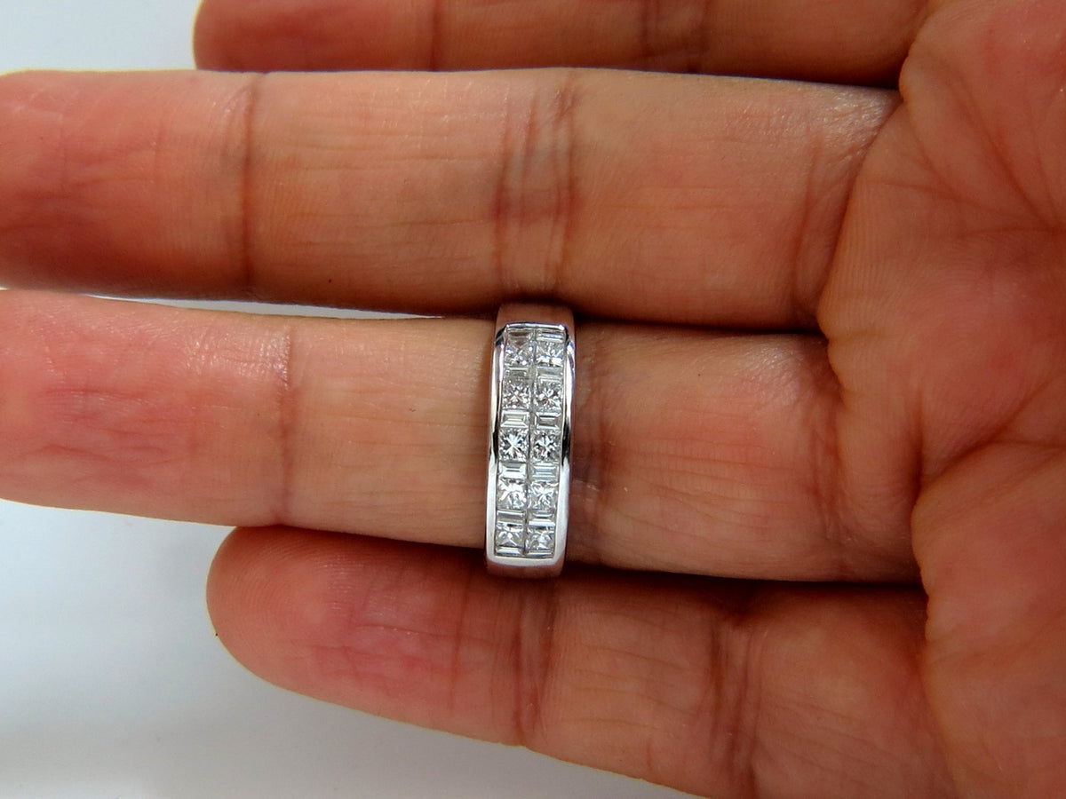 PLATINUM 2.00CT NATURAL DIAMONDS BAND G/VS BAGUETTE PRINCESS CHANNEL BRILLIANT*v