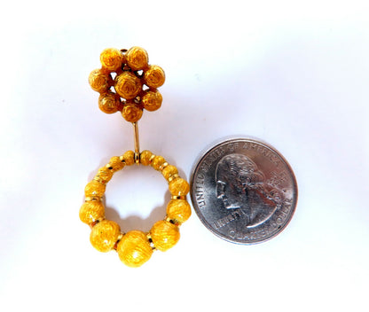 Bohemian European Mod Enamel Ball Bead Cluster Dangle Earrings 18kt *v
