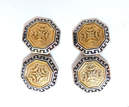 14kt European crest cufflinks vintage 11861 *v