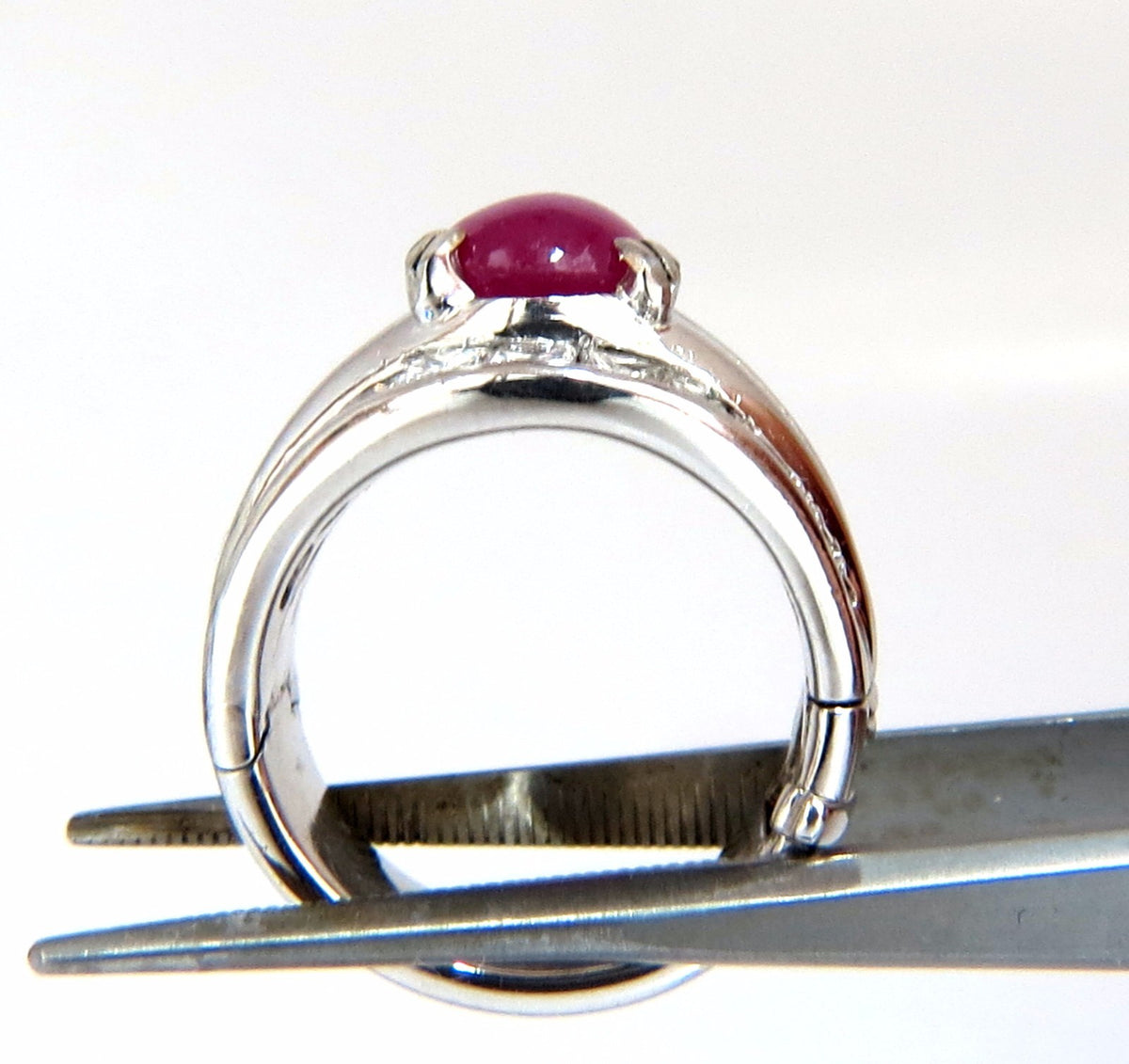 GIA 6.32ct Natural No Heat Star Ruby Diamond Ring Platinum Knuckle Buckle *v
