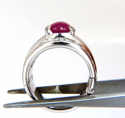 GIA 6.32ct Natural No Heat Star Ruby Diamond Ring Platinum Knuckle Buckle *v