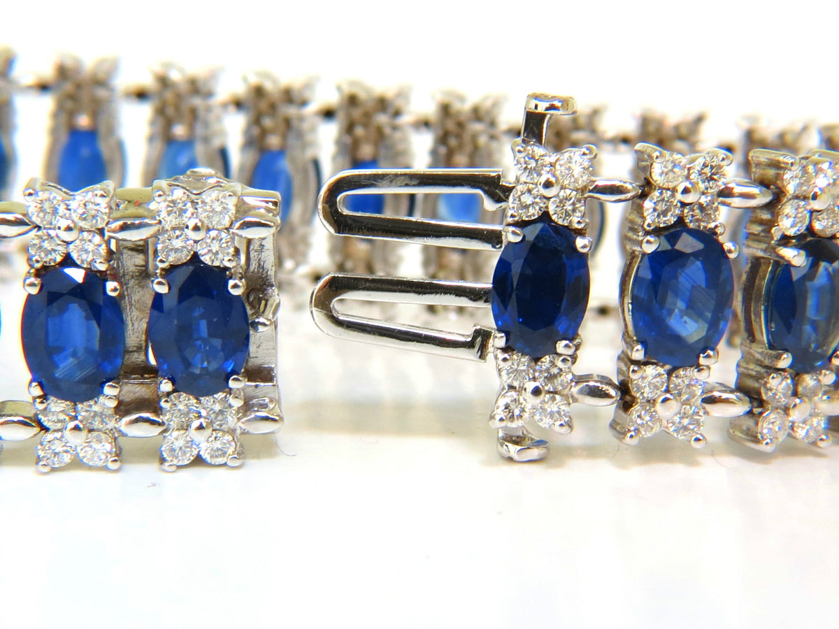 33.75CT NATURAL GEM SAPPHIRE DIAMOND BRACELET 3 ROW & WIDE CUFF 14KT *v