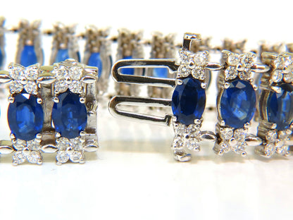 33.75CT NATURAL GEM SAPPHIRE DIAMOND BRACELET 3 ROW & WIDE CUFF 14KT *v