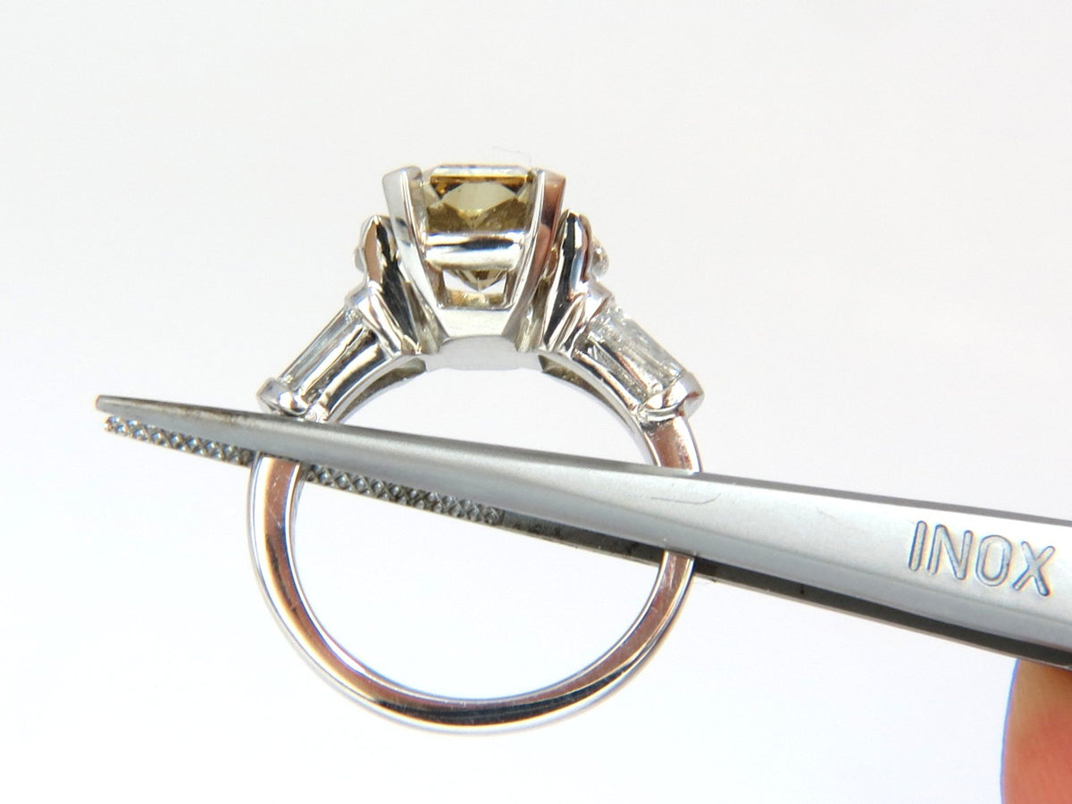 GIA 3.12ct. radiant fancy brown green yellow diamonds platinum ring *v