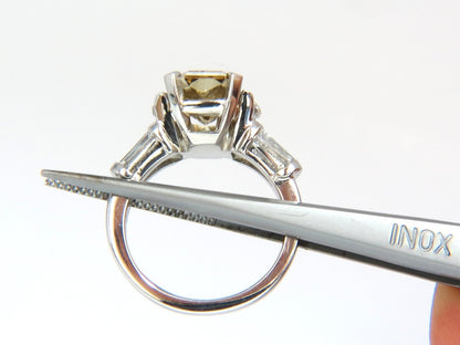GIA 3.12ct. radiant fancy brown green yellow diamonds platinum ring *v