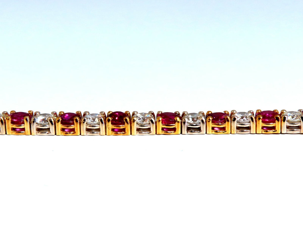 9.82ct Natural Ruby Diamonds Alternating Tennis Bracelet 14kt *v
