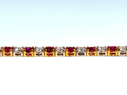 9.82ct Natural Ruby Diamonds Alternating Tennis Bracelet 14kt *v