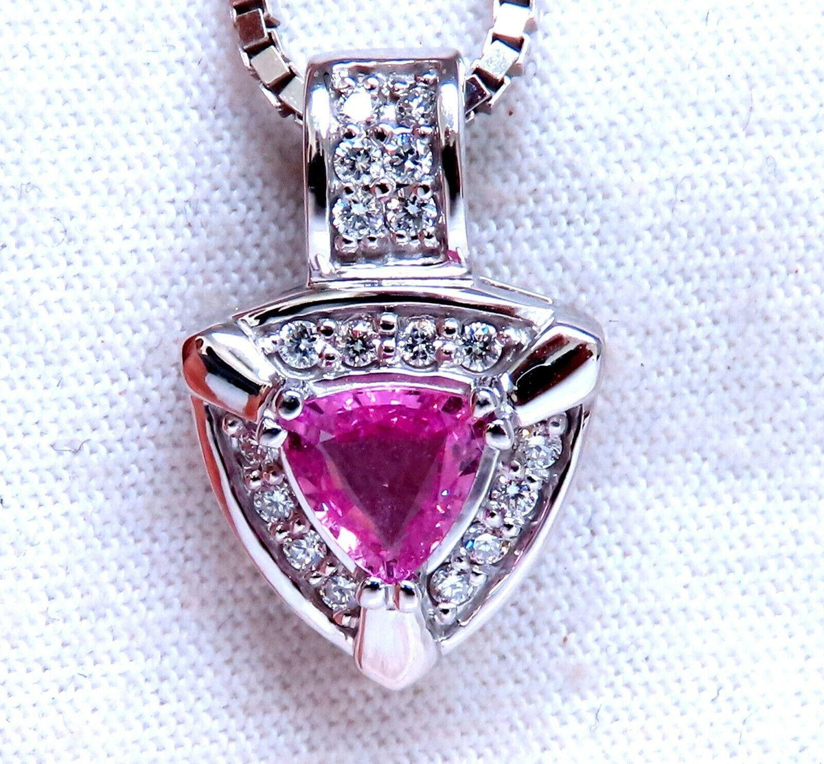 .76ct natural Trillion shaped sapphire diamonds pendant 14kt *v