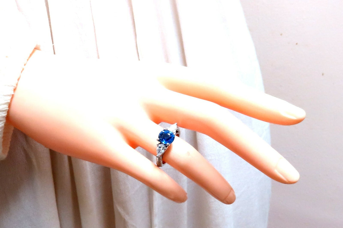 GIA Certified 2.13ct Natural Sapphire Diamonds Ring Platinum*v