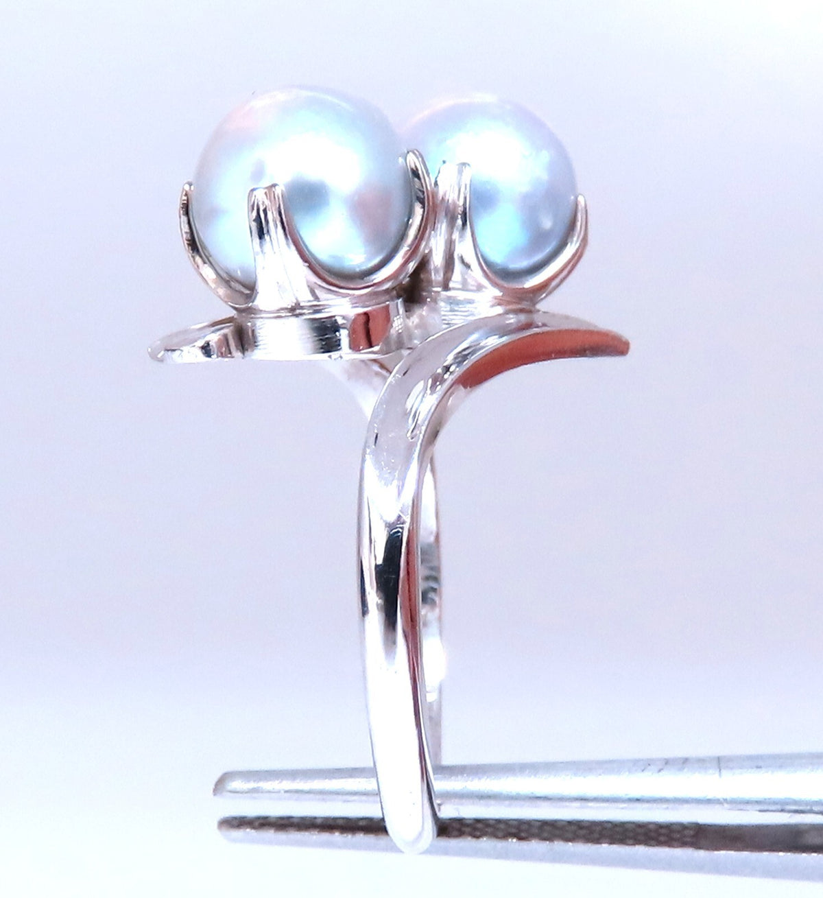 6mm Natural Gray Cultured Pearl Ring 14kt *v
