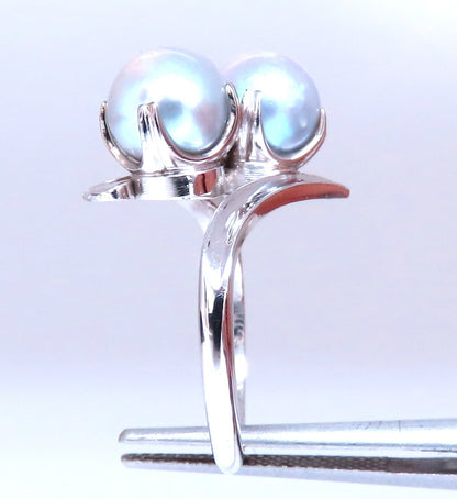 6mm Natural Gray Cultured Pearl Ring 14kt *v