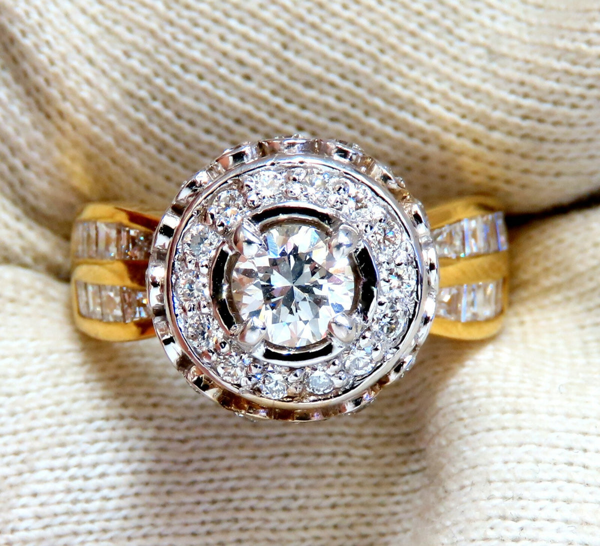 GIA Certified .59ct round cut diamond Raised Crown ring Flush 14Kt gold *v