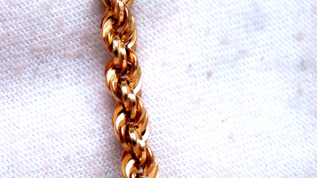 Opal Large Whale Tale Rope Chain Necklace 14kt Gold 12513 *v