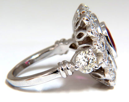 Ballerina Cocktail Cluster No Heat Ruby Diamond Ring 4.58ct. 18 Karat*V