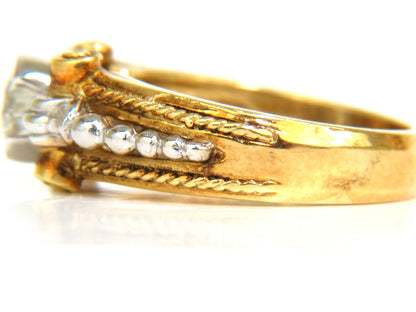 18KT .73CT ROUND BRILLIANT NATURAL DIAMOND RING GILT DECO H/VS *v