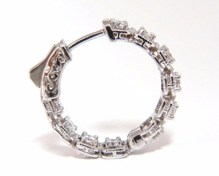 1.60ct natural round brilliant in/out diamond hoop earrings 14kt rope twist *v