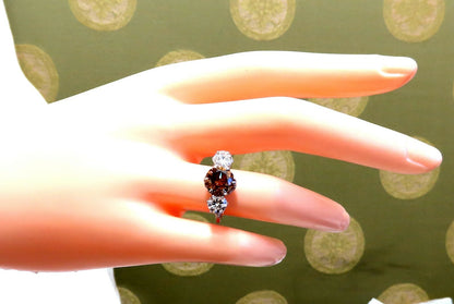 GIA certified 3.64ct Fancy Brown Orange Diamond ring 18 Karat Three Stone *v